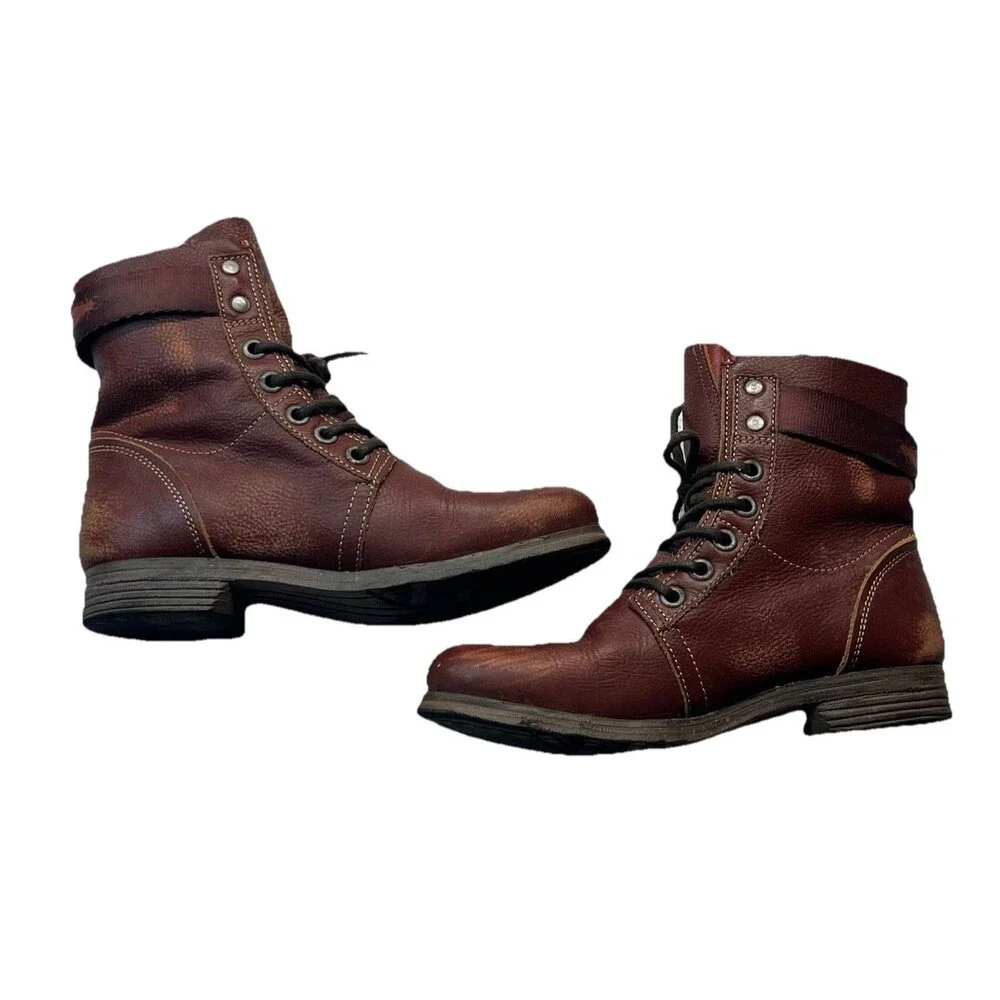 FLY LONDON Boots Womens EU39 US8-8.5 Brick Red Stay Leather Steam Punk Grunge